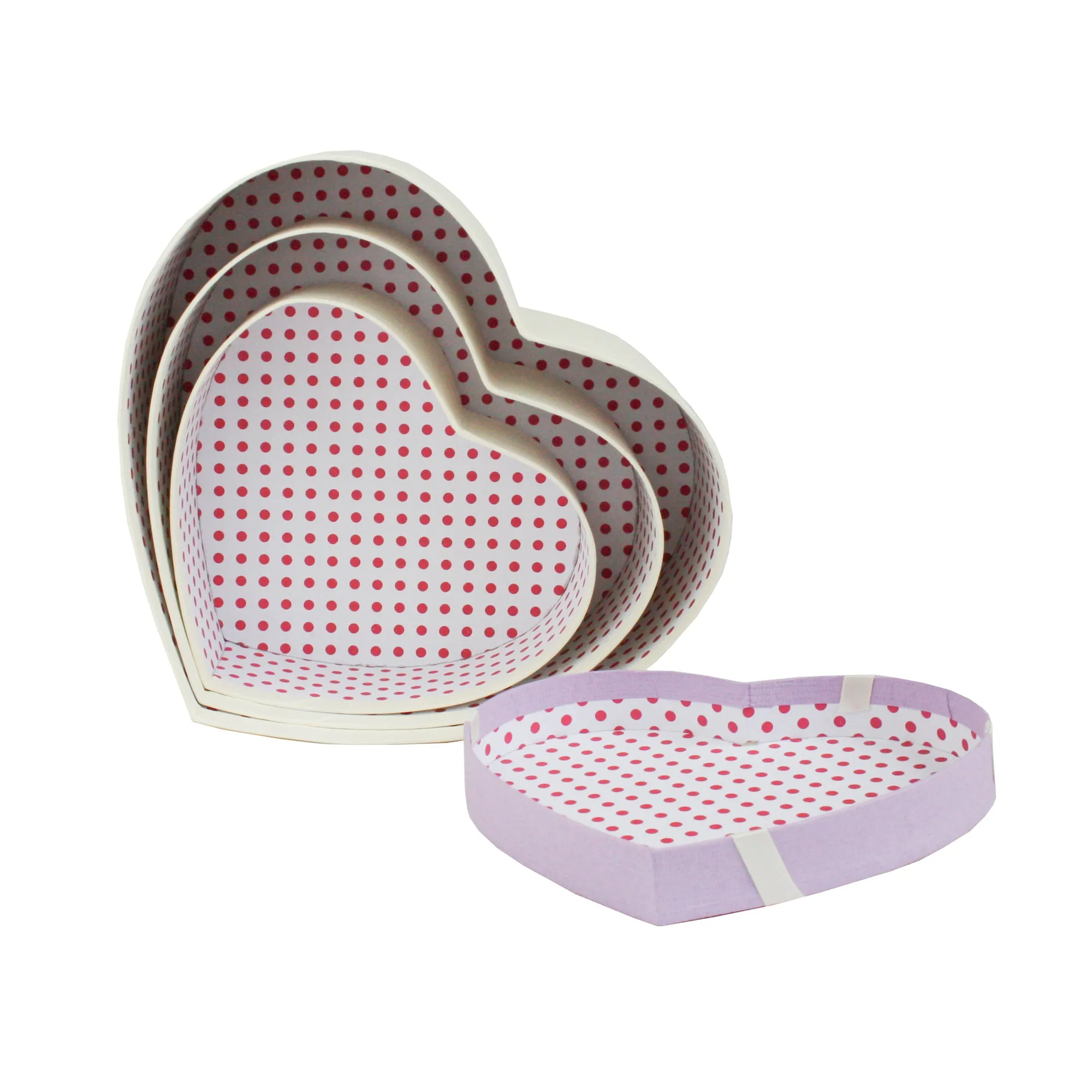 Luxury Heart Shaped White/Lilac Gift Boxes - Set of 3