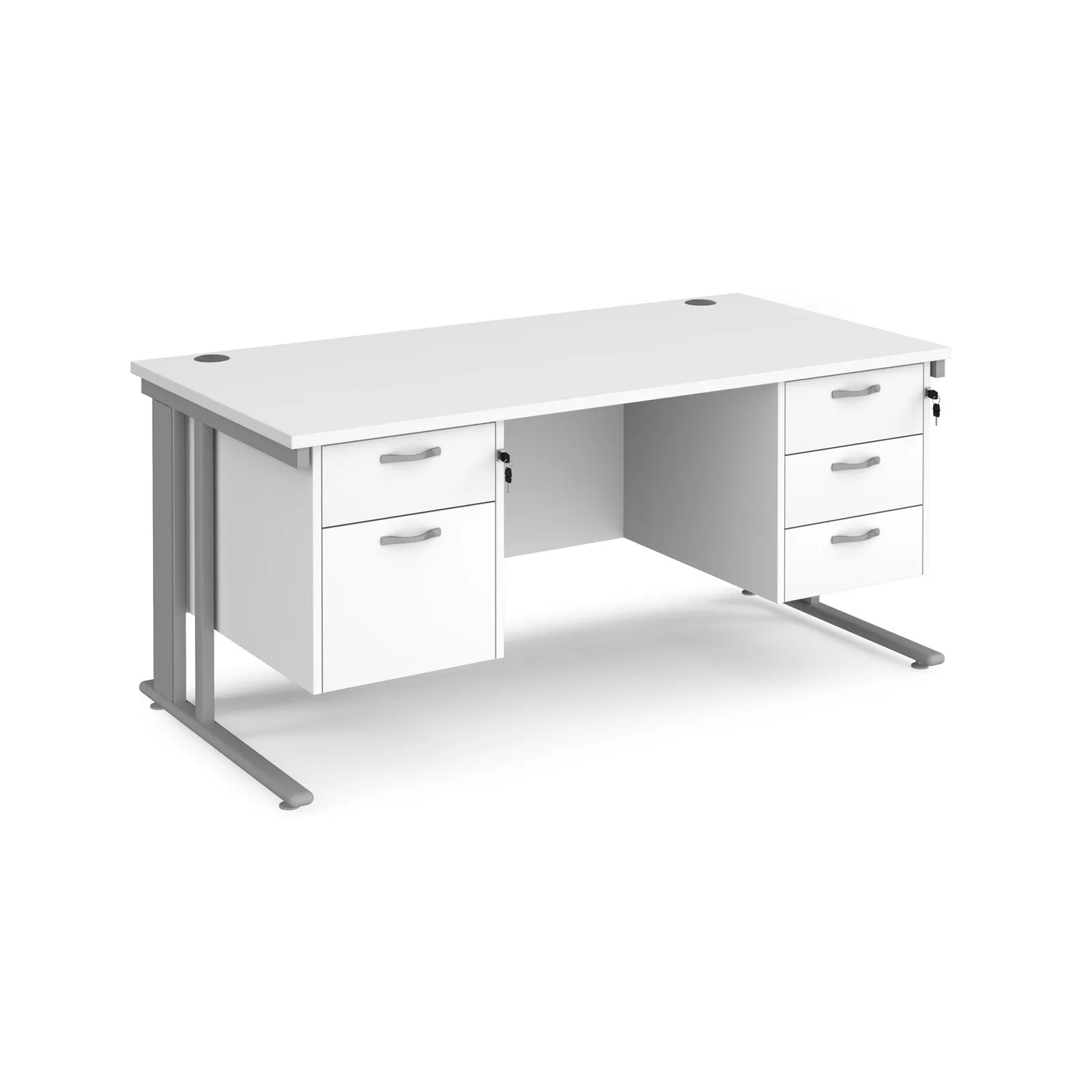 Maestro 25 cable managed 800mm deep desk with 2 & 3 drawer peds