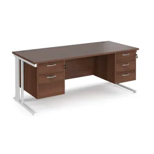 Maestro 25 cable managed 800mm deep desk with 2 & 3 drawer peds