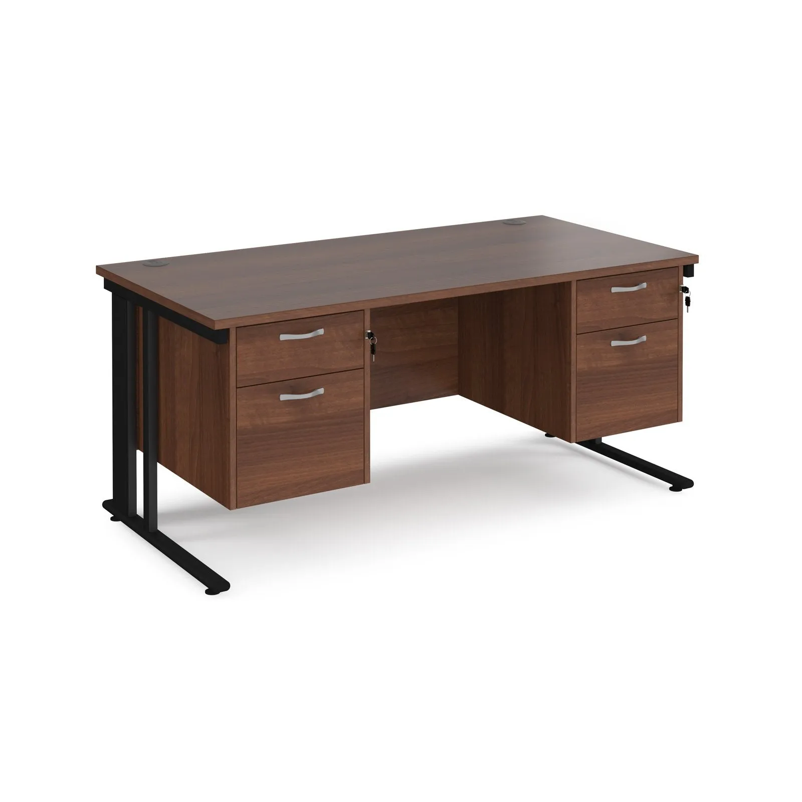 Maestro 25 cable managed 800mm deep desk with 2 x 2 drawer peds