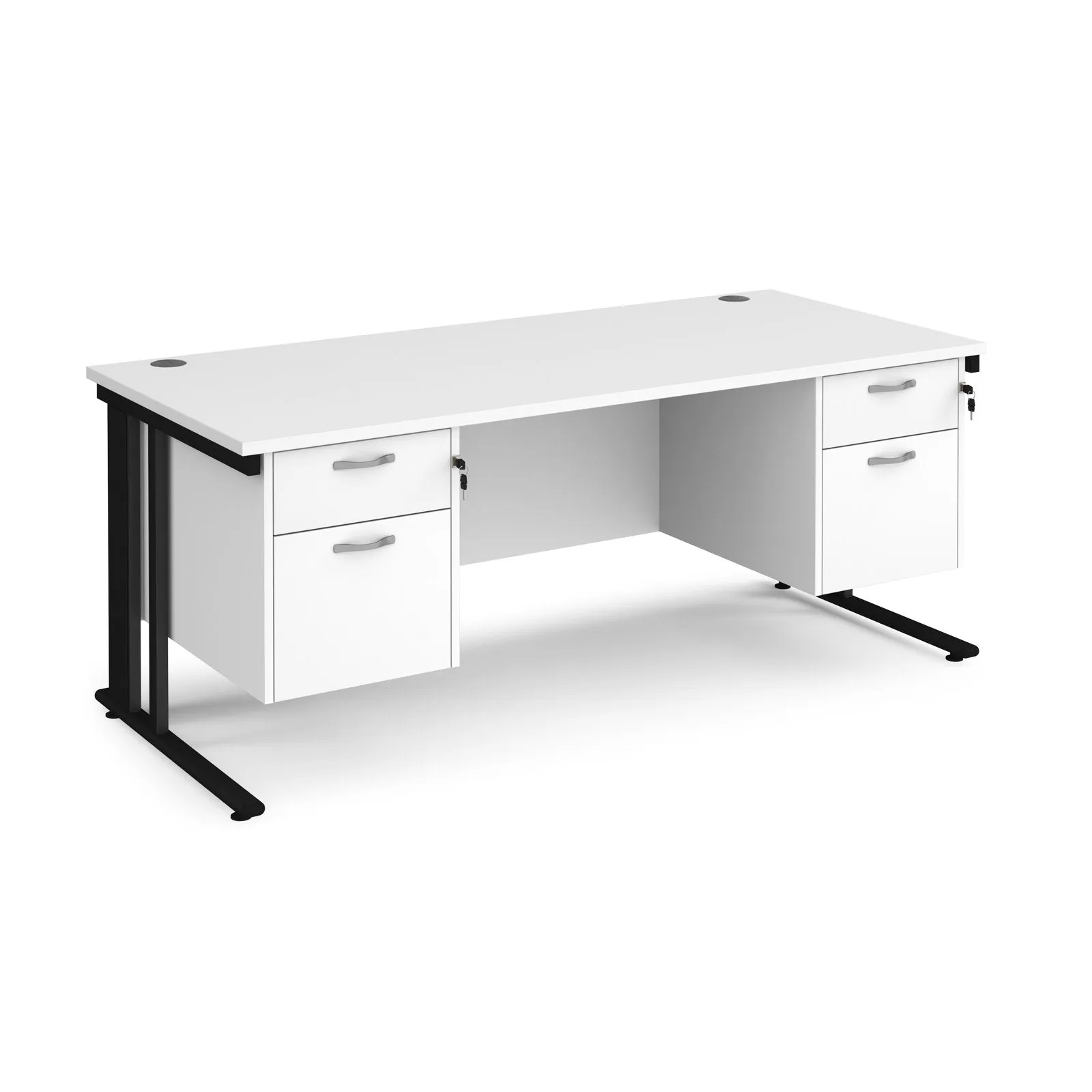 Maestro 25 cable managed 800mm deep desk with 2 x 2 drawer peds