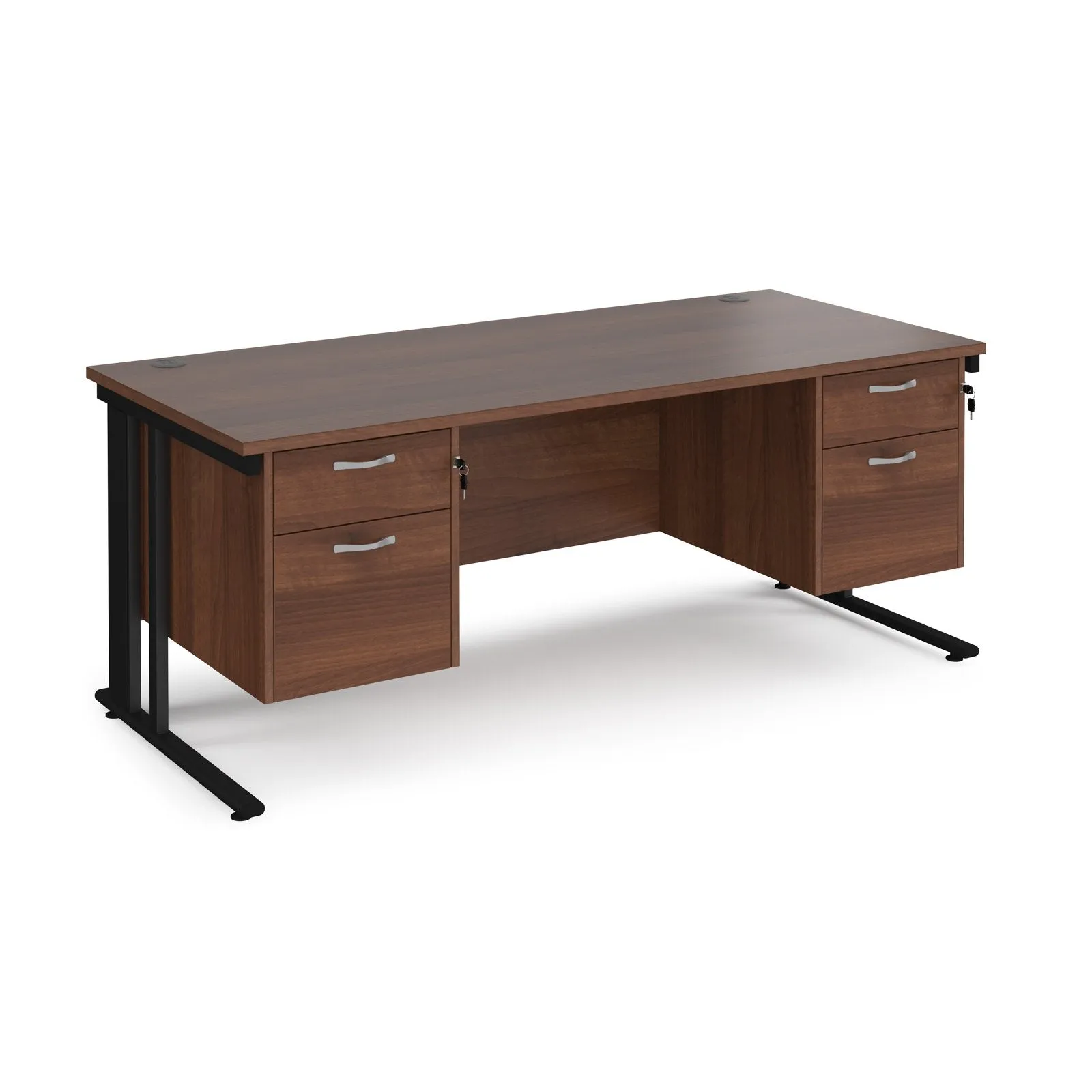 Maestro 25 cable managed 800mm deep desk with 2 x 2 drawer peds