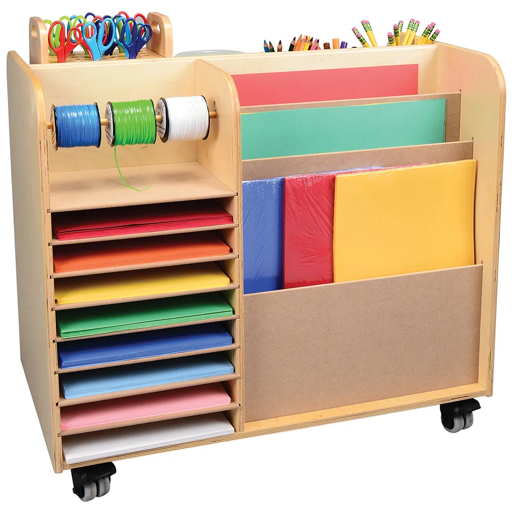 Mobile Art Supplies Cart with Storage & Shelves