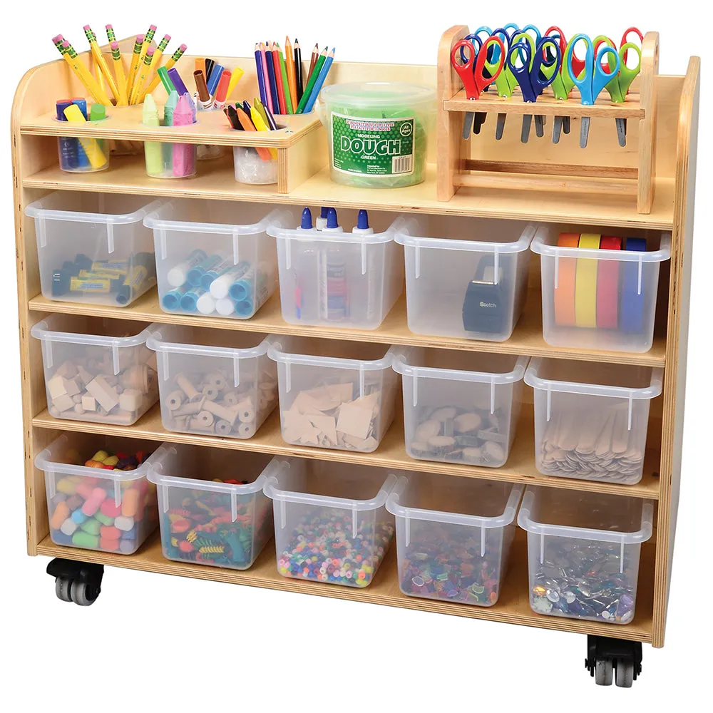 Mobile Art Supplies Cart with Storage & Shelves