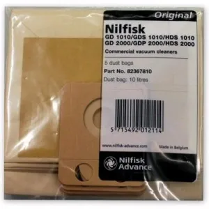 Nilfisk GD1005 and HDS2000 Commercial Vacuum Cleaner 10 Litre Paper Dustbags