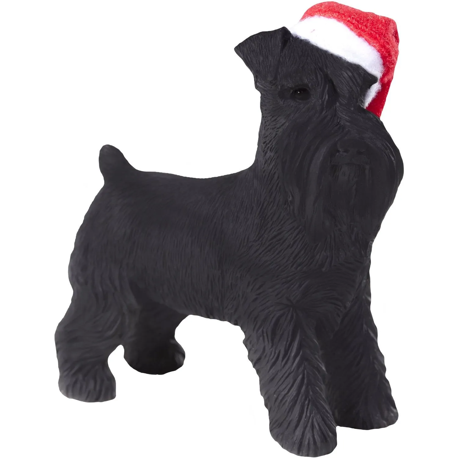 Ornament- Black Uncut Schnauzer Standing with Santa Hat