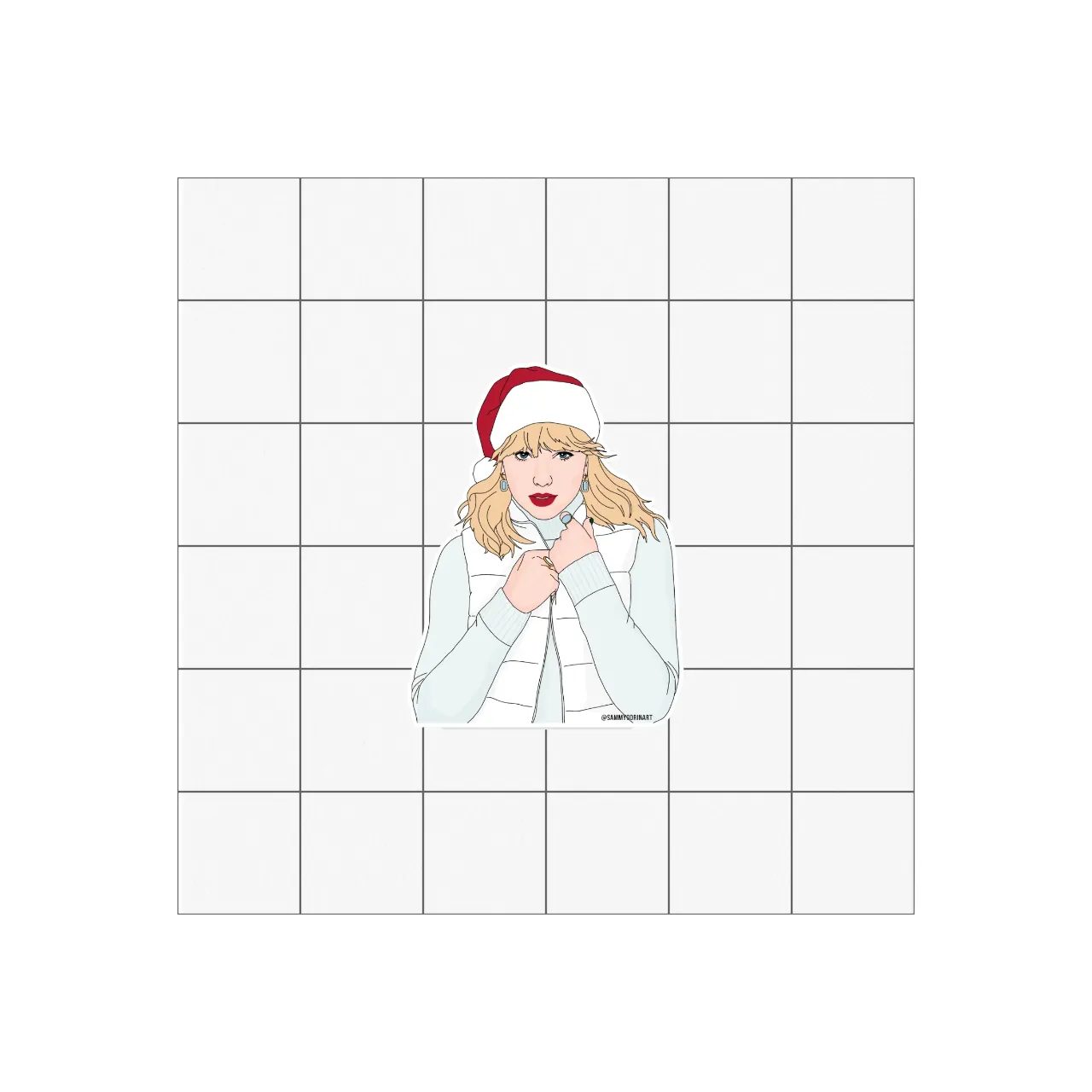 Pop Star Santa Hat Sticker