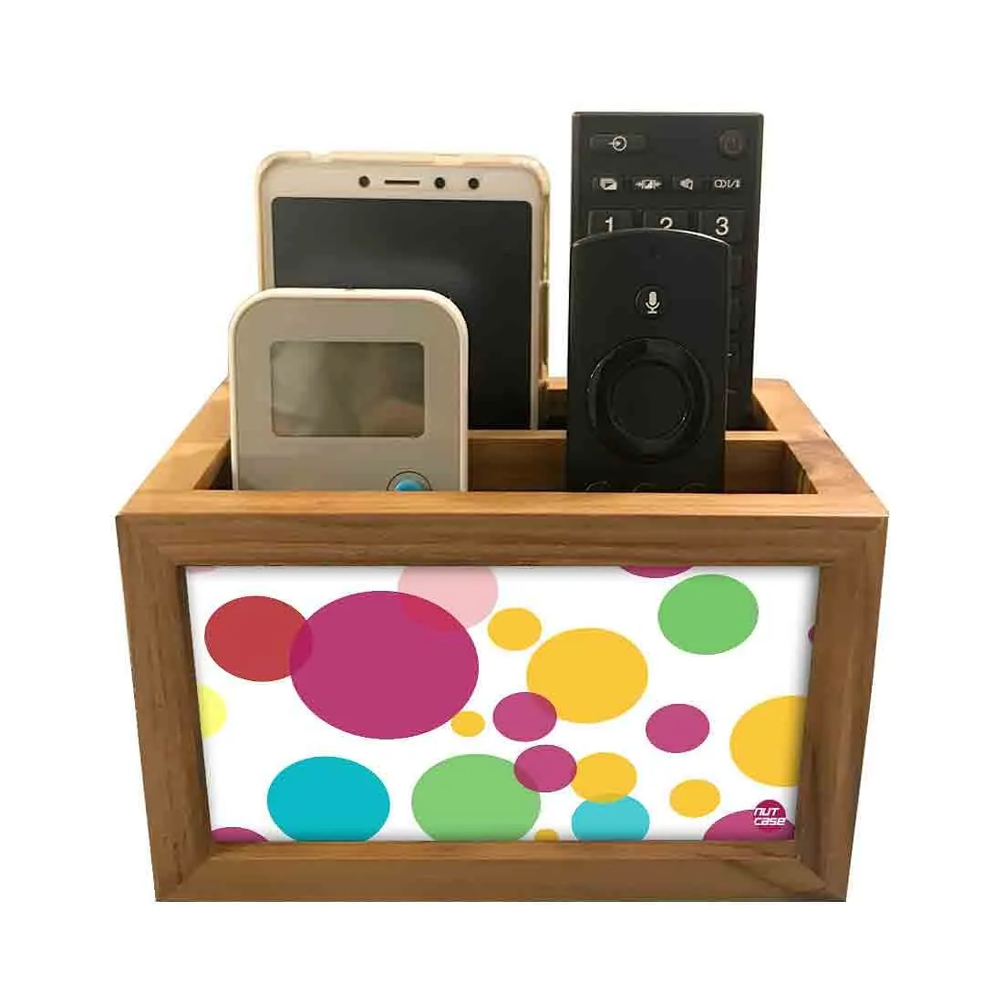 Remote Control Stand Holder Organizer For TV / AC Remotes -  Colorful Polka Dots