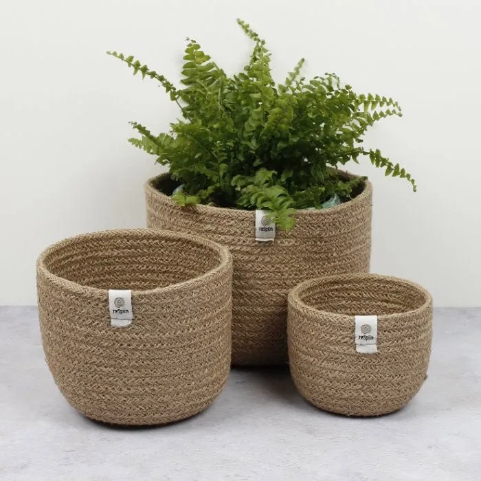 ReSpiin Jute Tall Basket Set - Natural