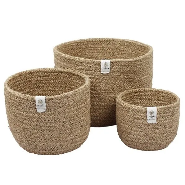 ReSpiin Jute Tall Basket Set - Natural