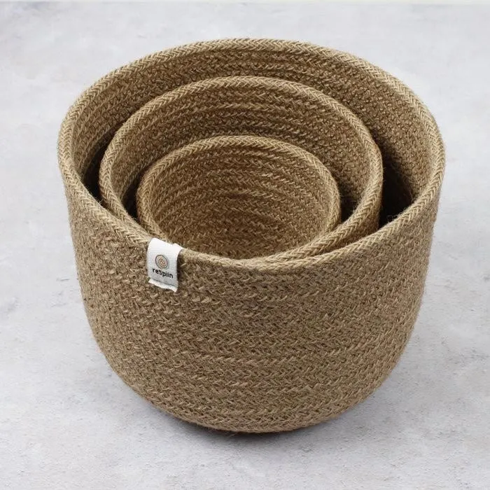 ReSpiin Jute Tall Basket Set - Natural