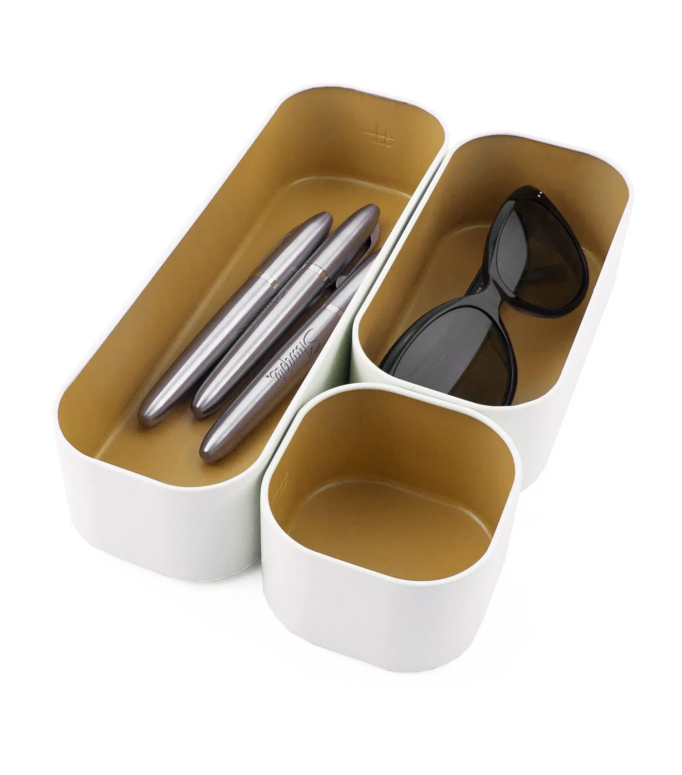 Stacking Bin 2 Inch Set of 3 Gold