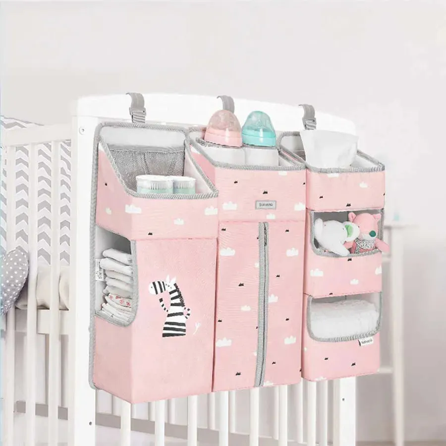 Sunveno Baby Bedside Portable Crib Organizer (Pink)