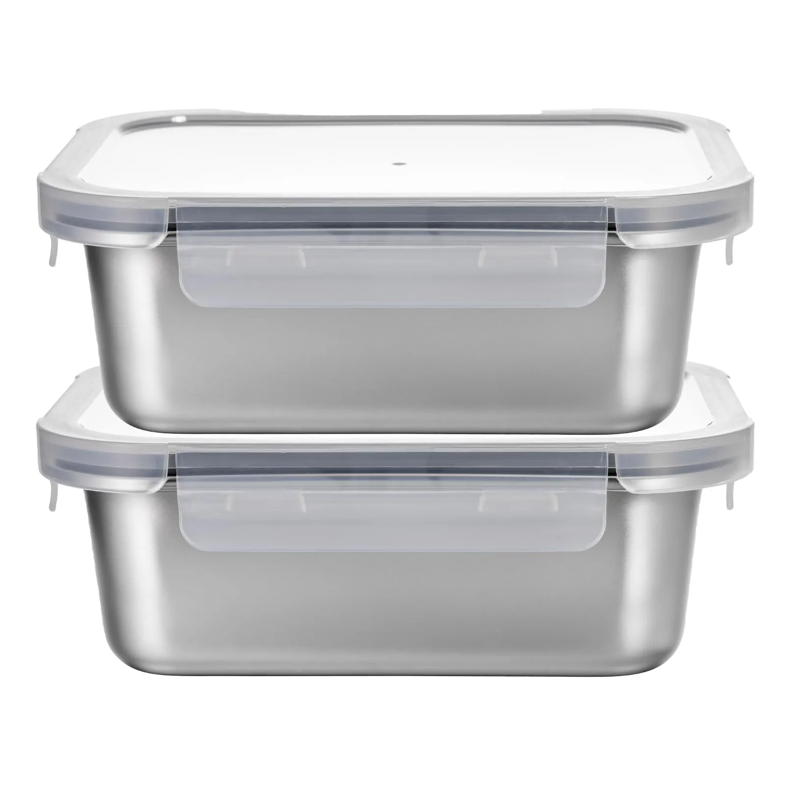 The Better Home 304 SS Microwave Safe Steel Container Snap Lid (2Pcs - 800ml) | Steel Microwave Safe Container with Lid | Stainless Steel Lunch Box for Kids Office Men Women | Tiffin Box for Kids