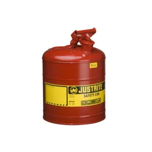 Type 1 Steel Safety Can, 5 Gal, S/S Flame Arrest, Self-Close Lid, Red