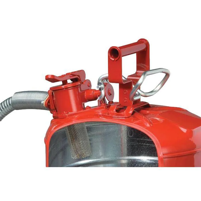 Type 2 AccuFlow Steel Safety Can, 5 Gal, S/S Flame Arrest, 1" Hose,Red