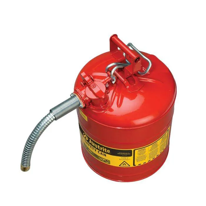 Type 2 AccuFlow Steel Safety Can, 5 Gal, S/S Flame Arrest, 1" Hose,Red