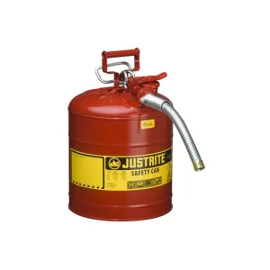 Type 2 AccuFlow Steel Safety Can, 5 Gal, S/S Flame Arrest, 1" Hose,Red