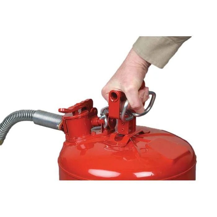 Type 2 AccuFlow Steel Safety Can, 5 Gal, S/S Flame Arrest, 1" Hose,Red