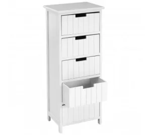 White 5 Drawer Tall Chest