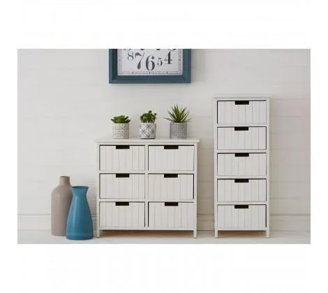 White 5 Drawer Tall Chest