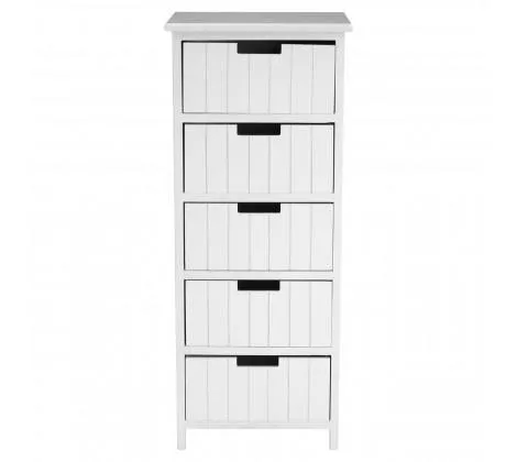 White 5 Drawer Tall Chest