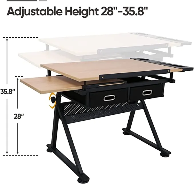 ZENY™ Adjustable Drawing Desk, Drafting Table - Painting, Studying, Office